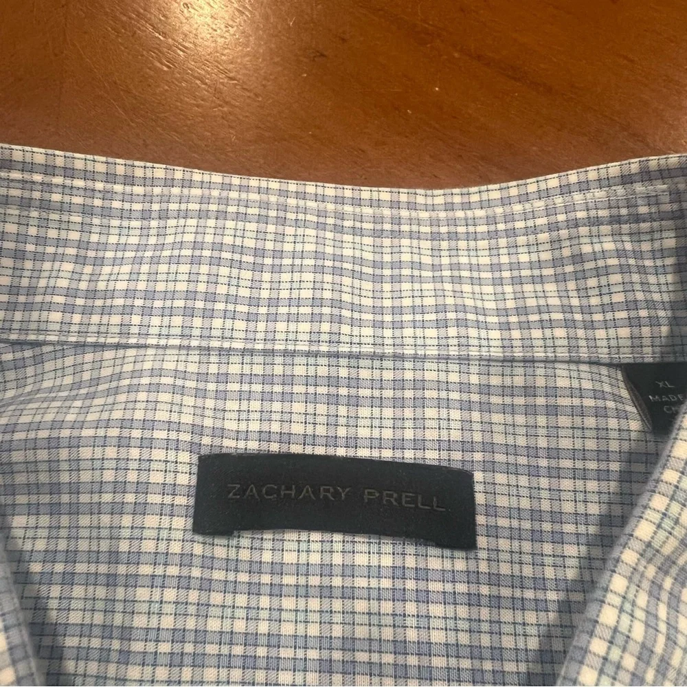 Zachary‎ Prell Men’s Blue/White Check Long-Sleeve Button Up Dress Shirt XL